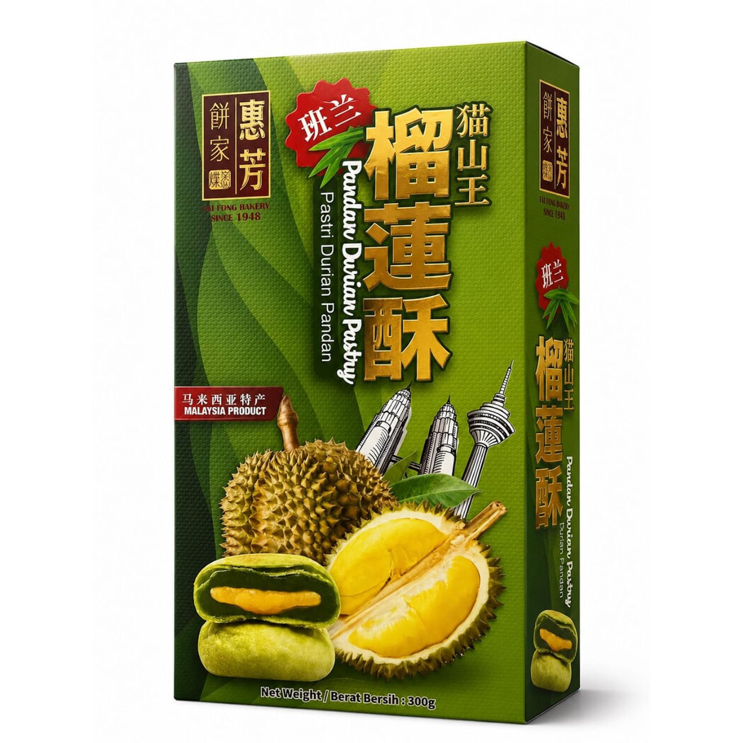 班兰猫山王榴莲酥 Pandan Durian Pastry
